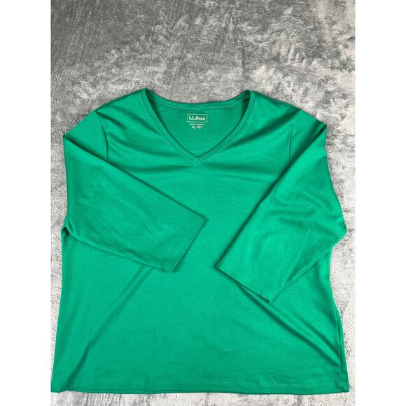 L.L.Bean Women’s XL Green V‑Neck Tee Excellent - Picture 1 of 9